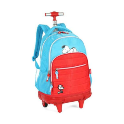 Mochila Com Rodinhas Snoopy - Vermelho/Azul