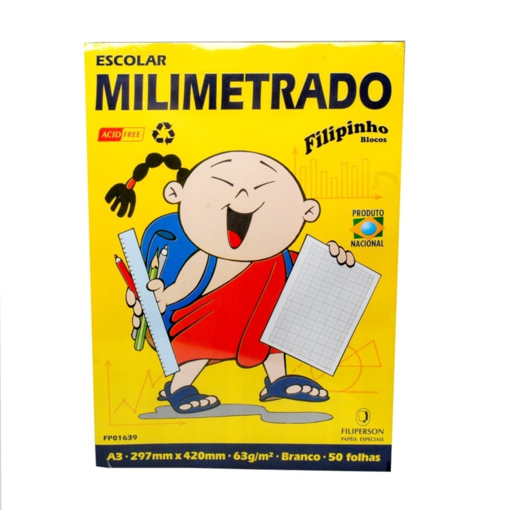 Milimetrado Bloco A3 Com 50 Folhas - Branco Milimetrado Bloco A3 Com 50 Folhas - Branco