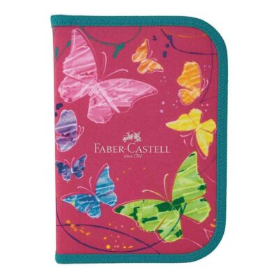 Estojo Escolar Nylon Borboleta - Rosa