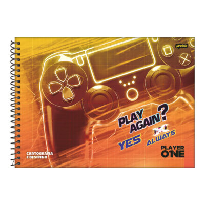 Caderno Desenho E Cartografia Espiral 80 Folhas Player 1 - Estampas Diversas