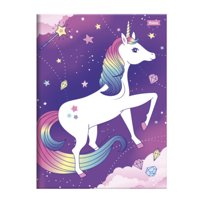 Caderno Brochura Costurado Sem Mola Universitário Grande Capa Dura 80 Folhas Unicórnio – Estampas So