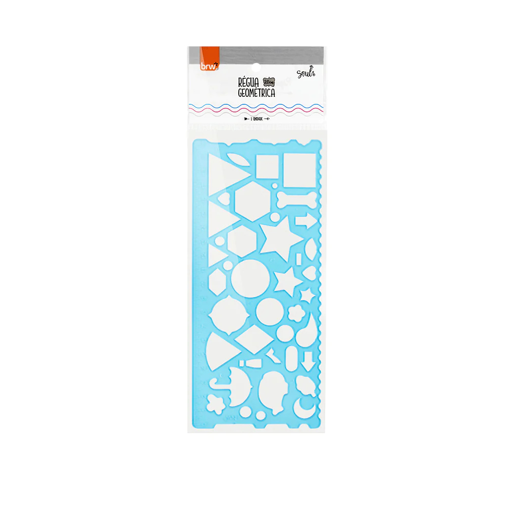 Régua Plástica Geométrica 20cm - Cores Diversas Régua Plástica Geométrica 20cm - Cores Diversas
