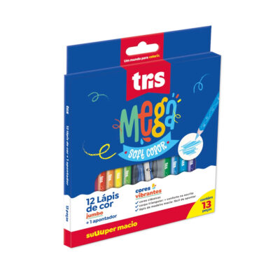 Lápis De Cor Mega Soft Color Jumbo - Com 12 Cores + 1 Apontador