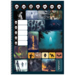 Caderno Espiral Universitário Grande Capa Dura 160 Folhas 10 Matérias Sinistro - Estampas Sortidas