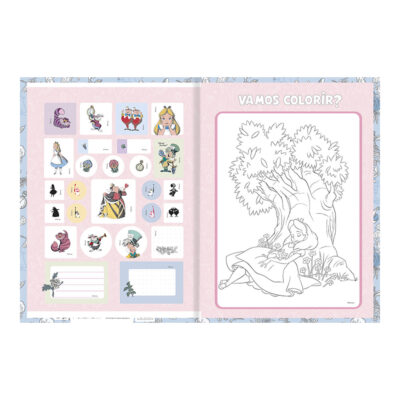 Caderno Brochura Costurado Sem Mola Universitário Grande Capa Dura 80 Folhas Alice In Wonderland- es