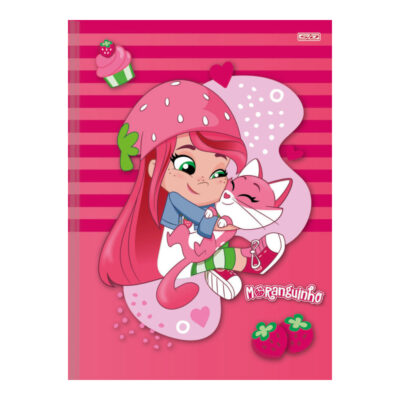 Caderno 1/4 Pequeno Brochura Costurado Sem Mola Capa Dura 80 Folhas Moranguinho - Estampas Sortidas