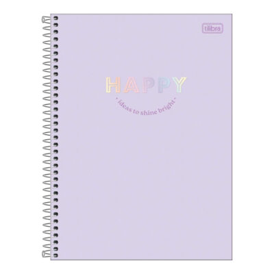 Caderno Espiral Universitário Grande Capa Dura 192 Folhas 12 Matérias Connect Happy - Estampas Sorti