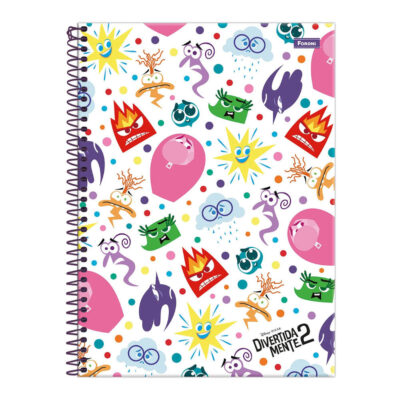 Caderno Espiral Universitário Grande Capa Dura 80 Folhas Divertidamente 2 - Estampas Sortidas