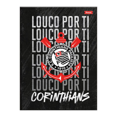 Caderno Brochura Costurado Sem Mola Universitário Grande Capa Dura 96 Folhas Corinthians - Estampas