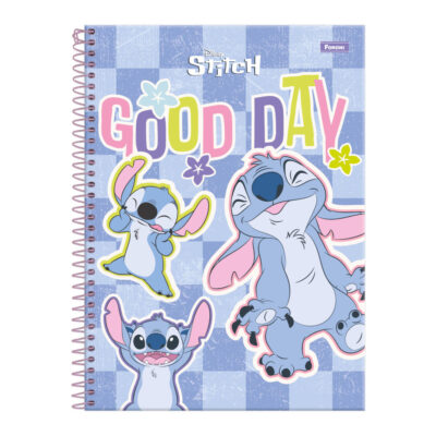 Caderno Espiral Universitário Grande Capa Dura 160 Folhas 10 Matérias Stitch - Estampas Sortidas