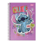 Caderno 1/4 Pequeno Espiral Capa Dura 80 Folhas Stitch - Estampas Sortidas