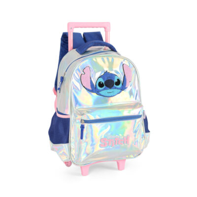 Mochila Com Rodinhas Stitch - Prata