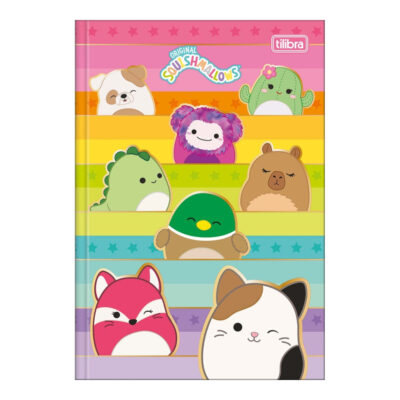 Caderno 1/4 Pequeno Brochura Costurado Sem Mola Capa Dura 80 Folhas Squishmallows - Estampas Sortida