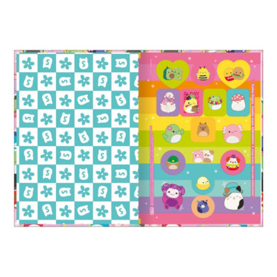 Caderno 1/4 Pequeno Brochura Costurado Sem Mola Capa Dura 80 Folhas Squishmallows – Estampas Sortida
