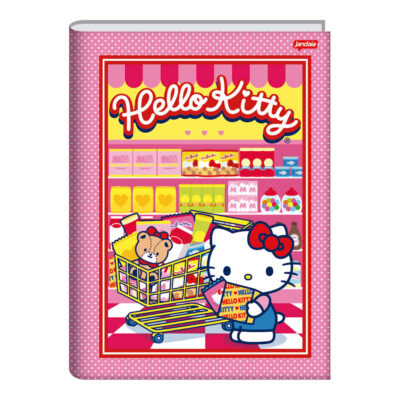 Caderno 1/4 Pequeno Brochura Costurado Sem Mola Capa Dura 80 Folhas Hello Kitty - Estampas Sortidas