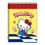 Caderno 1/4 Pequeno Brochura Costurado Sem Mola Capa Dura 80 Folhas Hello Kitty - Estampas Sortidas