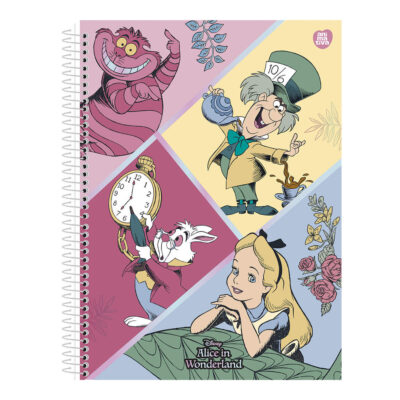 Caderno Espiral Universitário Grande Capa Dura 80 Folhas Alice In Wonderland - Estampas Sortidas