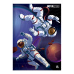 Caderno 1/4 Pequeno Brochura Costurado Sem Mola Capa Dura 80 Folhas Ursinhos Outer Space - Estampas