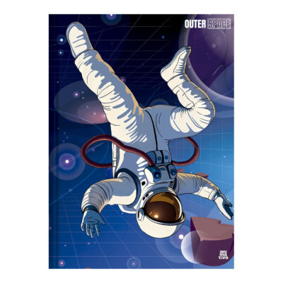 Caderno 1/4 Pequeno Brochura Costurado Sem Mola Capa Dura 80 Folhas Ursinhos Outer Space – Estampas