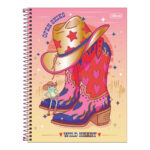 Caderno Espiral Universitário Grande Capa Dura 80 Folhas West Girl - Estampas Sortidas