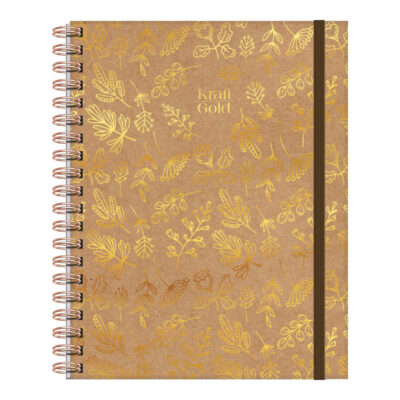 Caderno Espiral Universitário Grande Capa Dura Com 80 Folhas - Garra Neo Kraft Gold