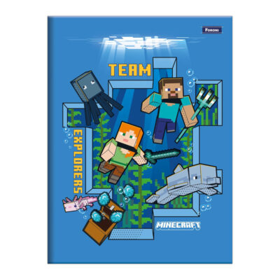 Caderno Brochura Costurado Sem Mola Universitário Grande Capa Dura 80 Folhas Minecraft - Estampas So