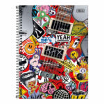 Caderno Espiral Universitário Grande Capa Dura 80 Folhas Hype - Estampas Sortidas