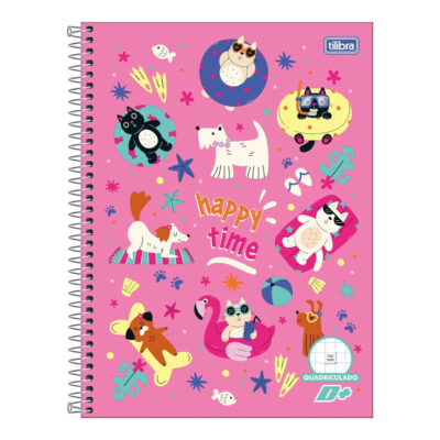 Caderno Espiral Universitário Grande Capa Dura 96 Folhas Quadriculado 7x7mm D+ : Estampas Sortidas