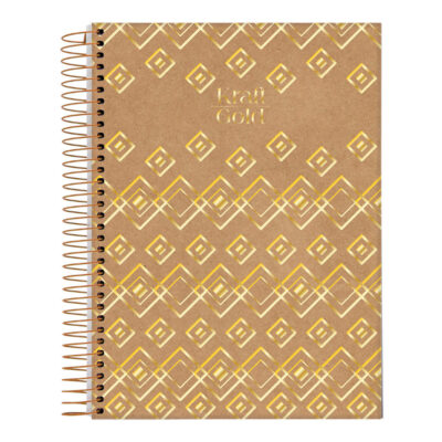 Caderno Espiral Universitário Grande Capa Dura 80 Folhas Kraft Gold - Estampas Sortidas