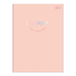 Caderno Brochura Costurado Sem Mola Universitário Grande Capa Dura 80 Folhas Happy - Cores Sortidas