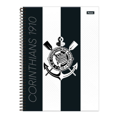 Caderno Espiral Universitário Grande Capa Dura 160 Folhas 10 Matérias Corinthians - Estampas Sortida