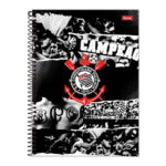 Caderno Espiral Universitário Grande Capa Dura 160 Folhas 10 Matérias Corinthians - Estampas Sortida