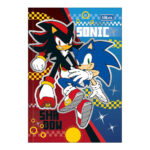 Caderno 1/4 Pequeno Brochura Costurado Sem Mola Capa Dura 80 Folhas Sonic - Estampas Sortidas