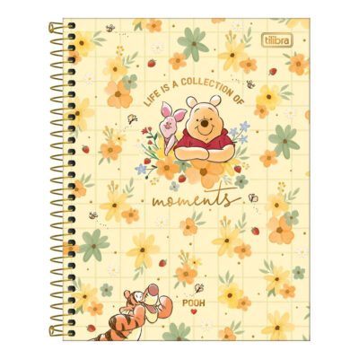 Caderno Espiral Colegial Médio Capa Dura 80 Folhas Pooh - Estampas Sortidas