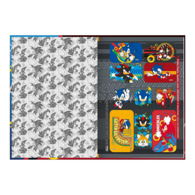 Caderno 1/4 Pequeno Brochura Costurado Sem Mola 48 Folhas Sonic – Estampas Sortidas