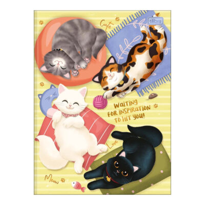 Caderno Brochura Costurado Sem Mola Universitário Grande Capa Dura 80 Folhas Purrfect Cats - Estampa