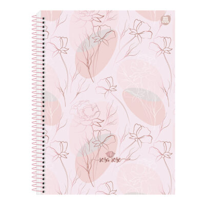 Caderno Espiral Universitário Grande Capa Dura 80 Folhas Rosa Rosé - Estampas Sortidas