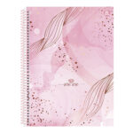 Caderno Espiral Universitário Grande Capa Dura 80 Folhas Rosa Rosé - Estampas Sortidas
