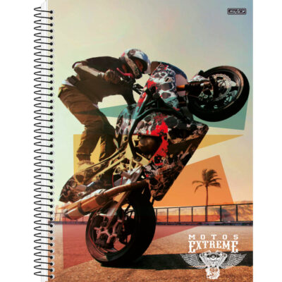 Caderno 1/4 Pequeno Espiral Capa Dura 80 Folhas Motos – Estampas Sortidas