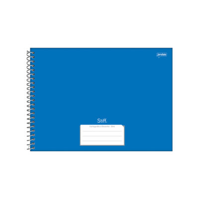 Caderno Espiral Meia Pauta Capa Dura 80 Folhas Stiff - Azul