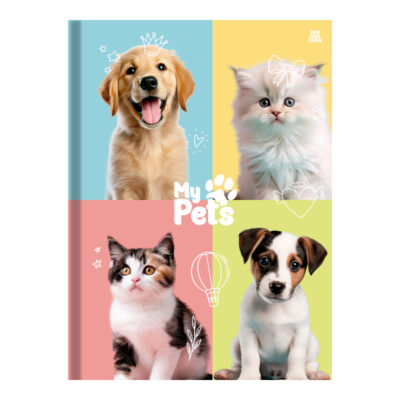 Caderno Brochura Costurado Sem Mola Universitário Grande Capa Dura 48 Folhas My Pets - Estampas Sort