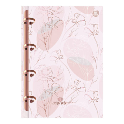 Fichário Caderno Argolado Colegial Com 4 Argolas Rosa Rosé – Estampas Sortidas