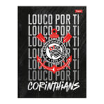 Caderno Brochura Costurado Sem Mola Universitário Grande Capa Dura 96 Folhas Corinthians - Estampas