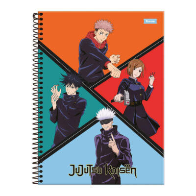 Caderno Espiral Universitário Grande Capa Dura 160 Folhas 10 Matérias Jujutsu Kaisen - Estampas Sort