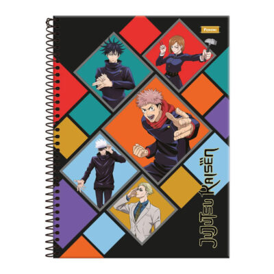 Caderno Espiral Universitário Grande Capa Dura 160 Folhas 10 Matérias Jujutsu Kaisen – Estampas Sort