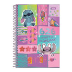 Caderno 1/4 Pequeno Espiral Capa Dura 80 Folhas Stitch - Estampas Sortidas