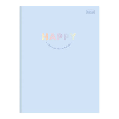 Caderno Brochura Costurado Sem Mola Universitário Grande Capa Dura 48 Folhas Happy - Cores Sortidas