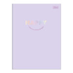 Caderno Brochura Costurado Sem Mola Universitário Grande Capa Dura 48 Folhas Happy - Cores Sortidas