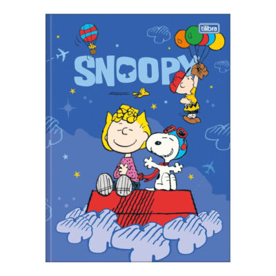 Caderno Brochura Costurado Sem Mola Universitário Grande Capa Dura 80 Folhas Snoopy - Estampas Sorti