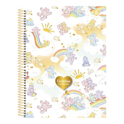 Caderno Espiral Colegial Médio Capa Dura 80 Folhas Ursinhos Carinhosos - Estampas Sortidas